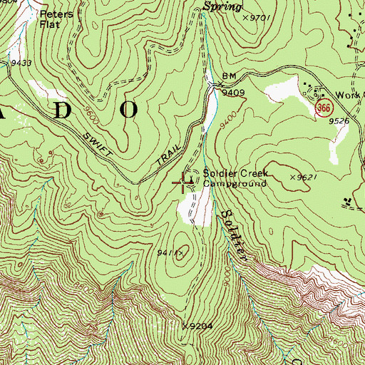 Topographic Map of Soldier Creek Campground, AZ