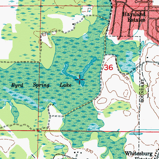 Topographic Map of Byrd Spring Lake, AL