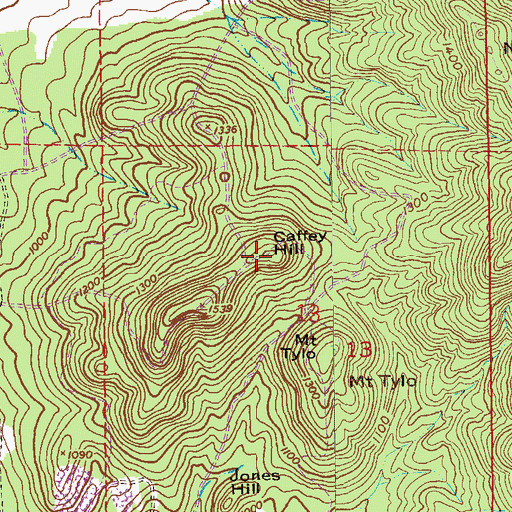 Topographic Map of Caffey Hill, AL