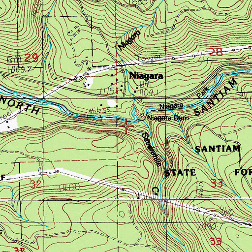 Topographic Map of Niagara Creek, OR