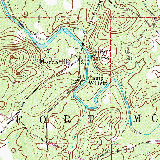 Topographic Map of Camp Willett, AL