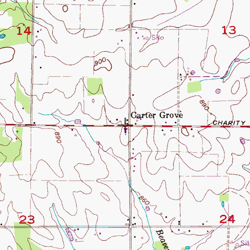 Topographic Map of Carter Grove, AL