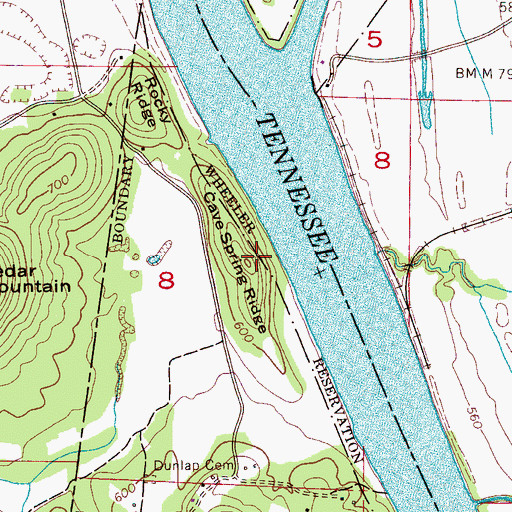 Topographic Map of Cave Spring Ridge, AL