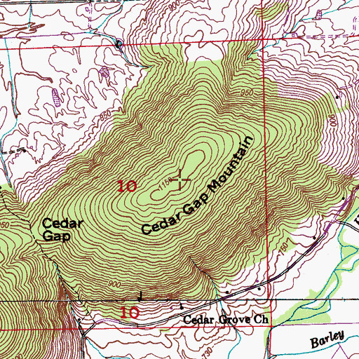 Topographic Map of Cedar Gap Mountain, AL