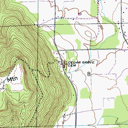 Topographic Map of Cedar Grove Cemetery, AL