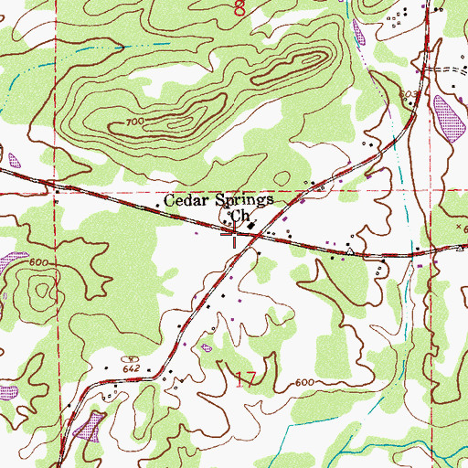 Topographic Map of Cedar Springs Missionary Baptist Church, AL