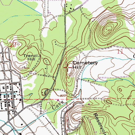 Topographic Map of Cemetery Hill, AL
