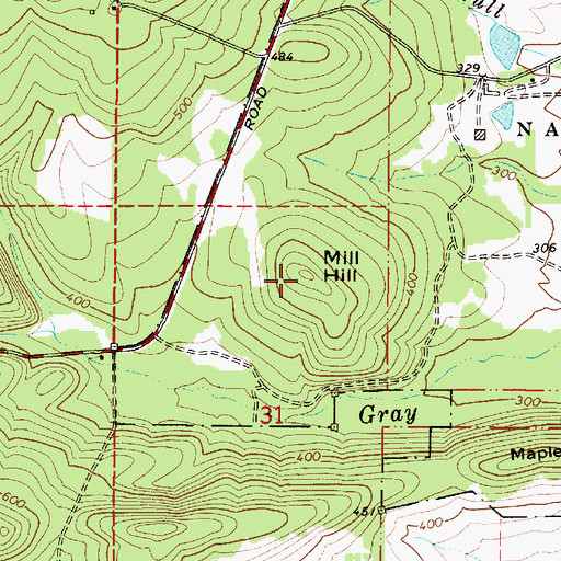 Topographic Map of Mill Hill, OR