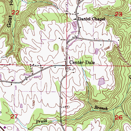 Topographic Map of Center Dale, AL