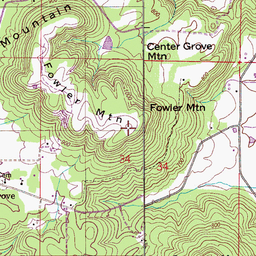 Topographic Map of Center Grove Mountain, AL