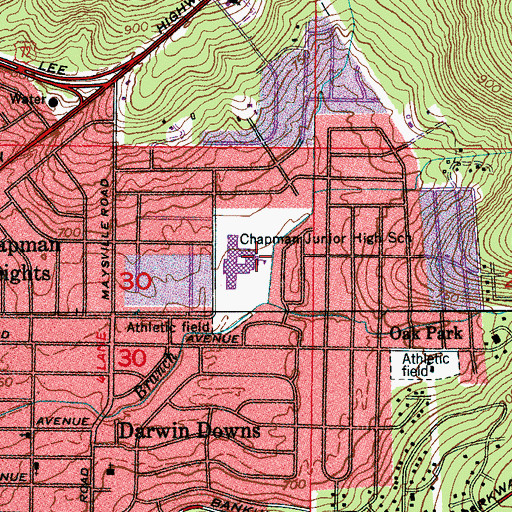 Topographic Map of Chapman Junior High School, AL