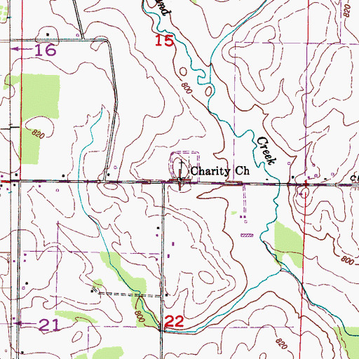 Topographic Map of Charity Church, AL