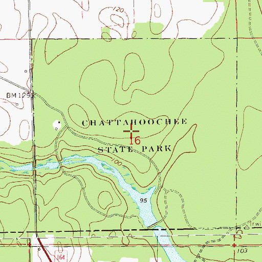 Topographic Map of Chattahoochee State Park, AL