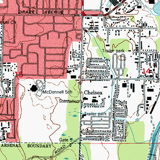 Topographic Map of Chelsea, AL