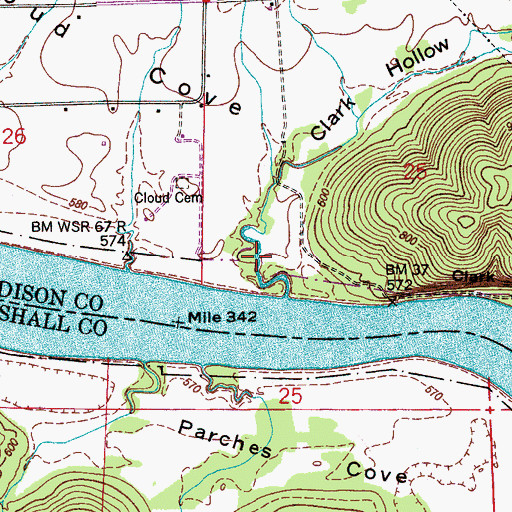 Topographic Map of Clark Hollow, AL