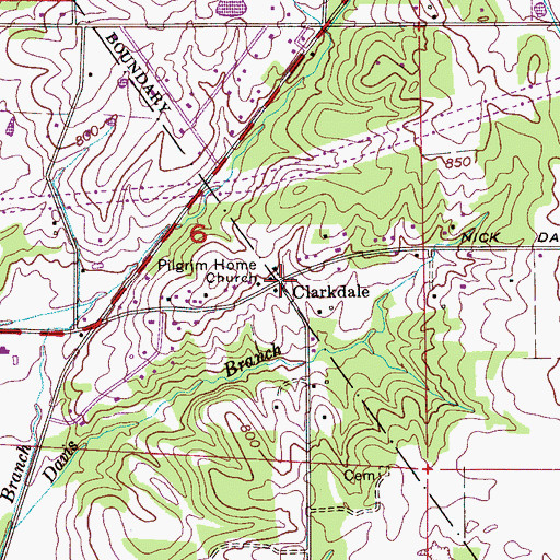 Topographic Map of Clarkdale, AL