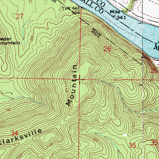 Topographic Map of Clarksville Mountain, AL