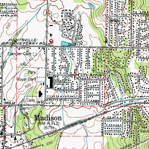 Topographic Map of Clift Acres, AL