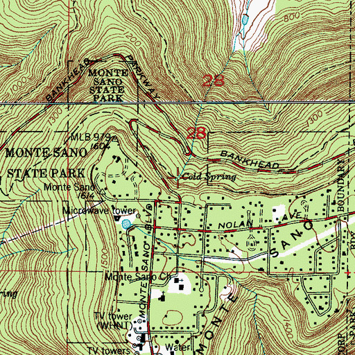 Topographic Map of Cold Spring, AL