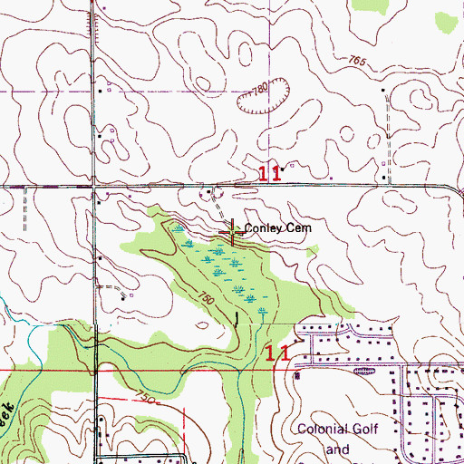 Topographic Map of Conley Cemetery, AL