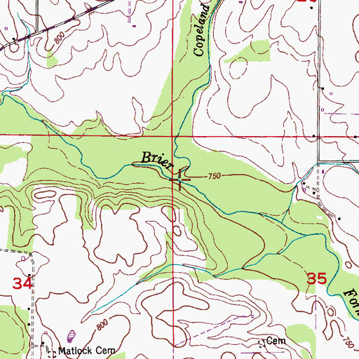 Topographic Map of Copeland Creek, AL