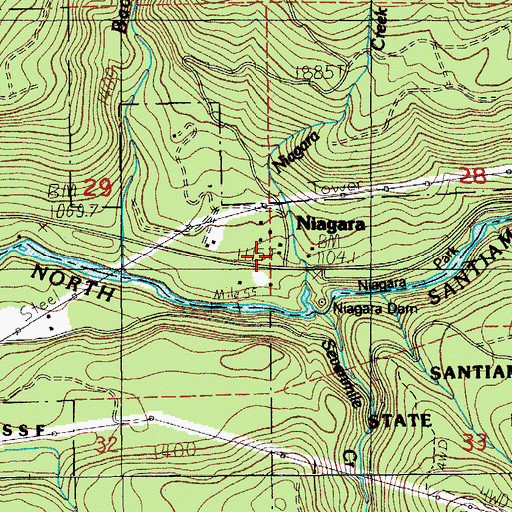 Topographic Map of Niagara, OR