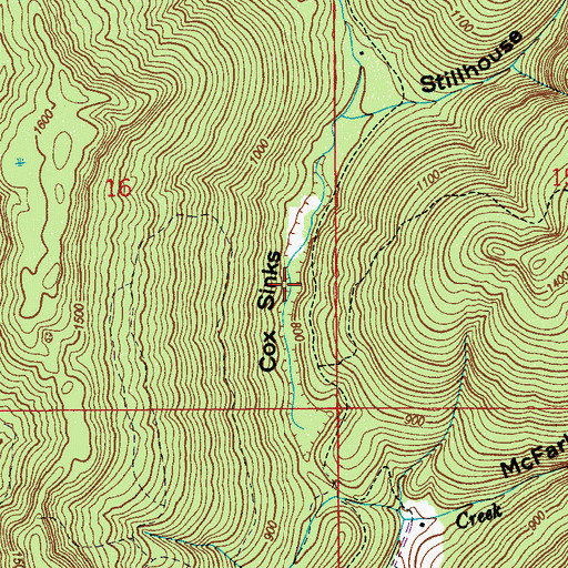 Topographic Map of Cox Sinks, AL