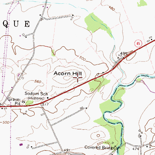 Topographic Map of Acorn Hill, PA