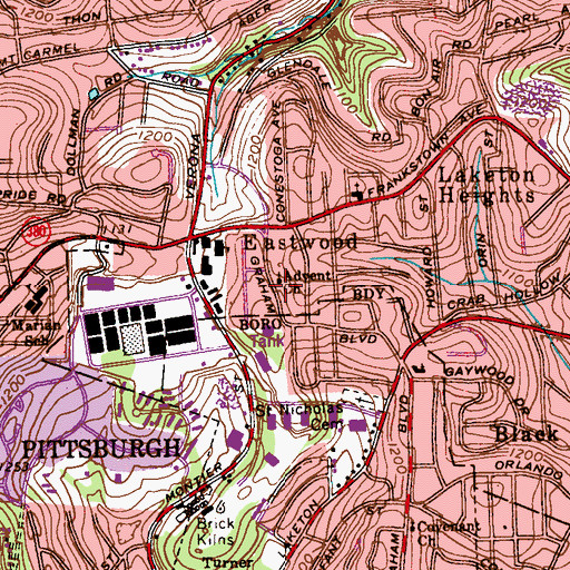 Topographic Map of Advent Church, PA