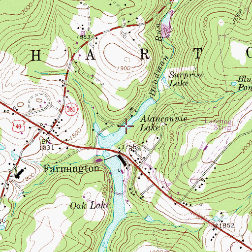 Topographic Map of Alanconnie Lake, PA