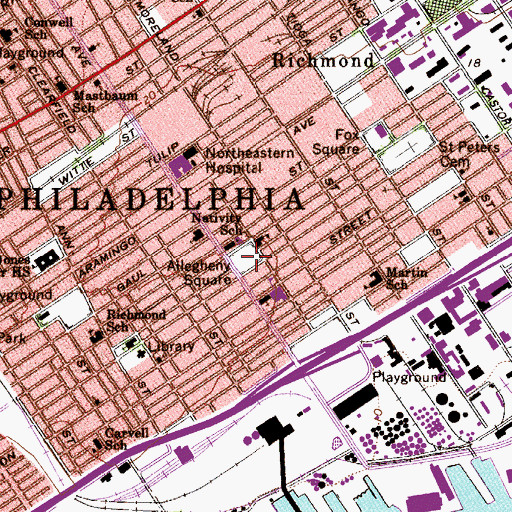 Topographic Map of Allegheny Square, PA
