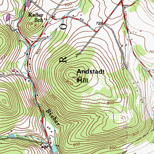 Topographic Map of Andstadt Hill, PA