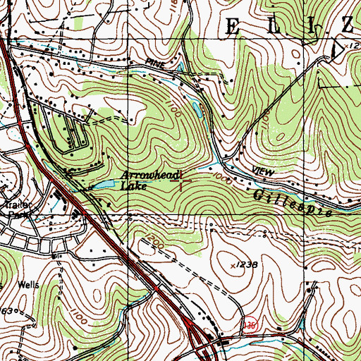 Topographic Map of Arrowhead Lakes, PA