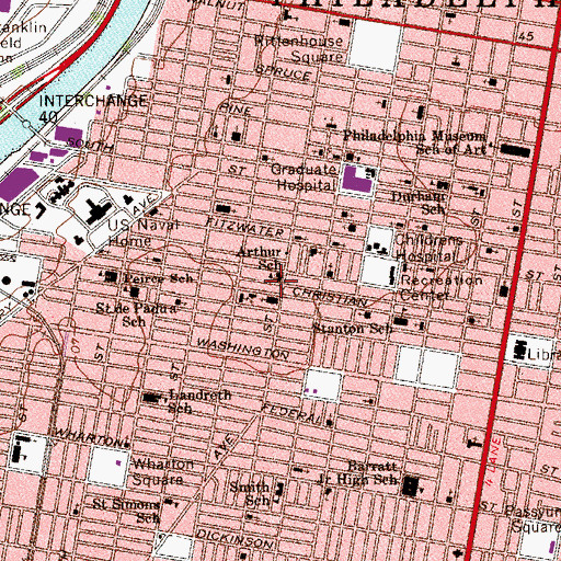 Topographic Map of Arthur School, PA