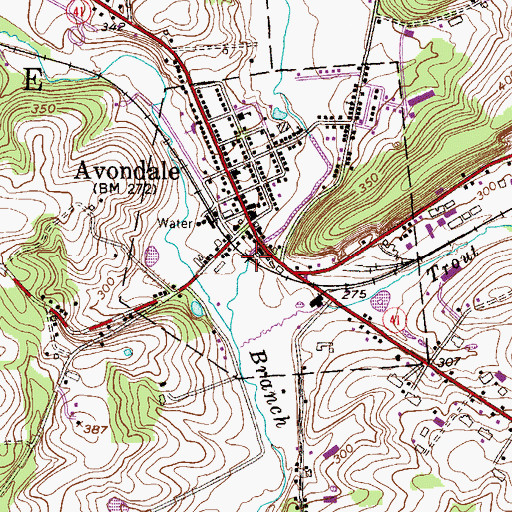 Topographic Map of Avondale, PA