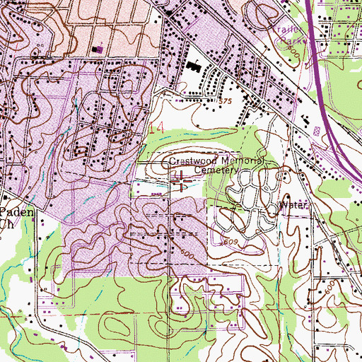 Topographic Map of Crestwood Memorial Cemetery, AL
