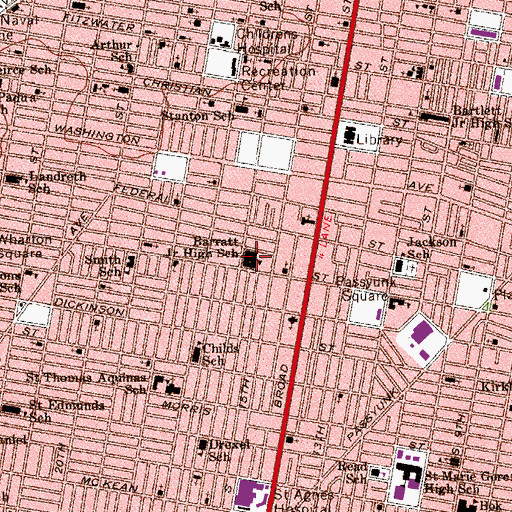 Topographic Map of Barratt Junior High School, PA