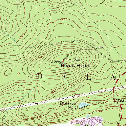 Topographic Map of Bears Head, PA