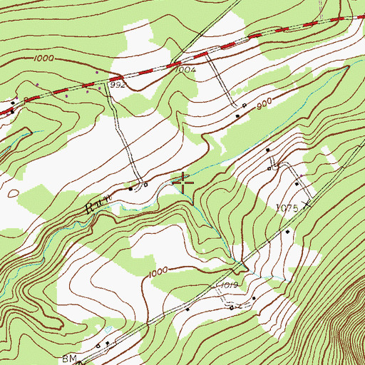 Topographic Map of Beaver Valley, PA