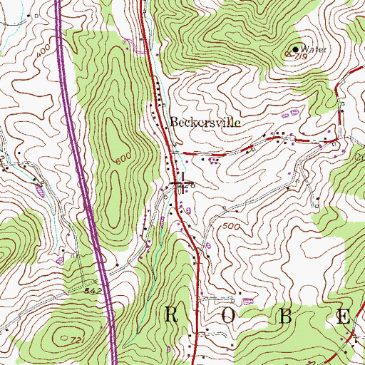Topographic Map of Beckersville, PA