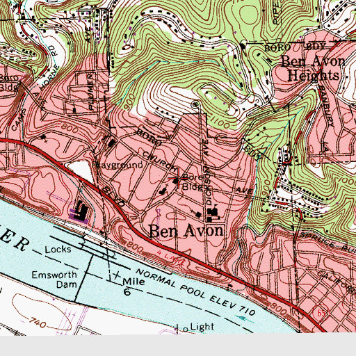 Topographic Map of Ben Avon, PA