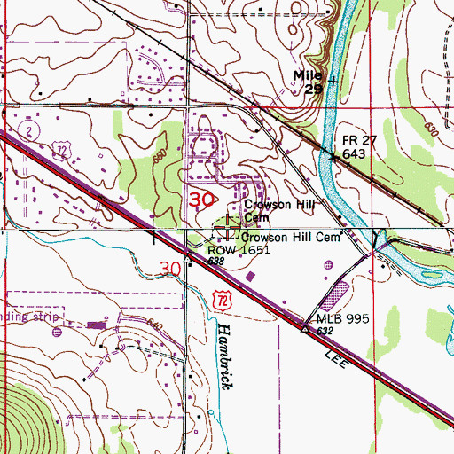 Topographic Map of Crowson Hill Cemetery, AL