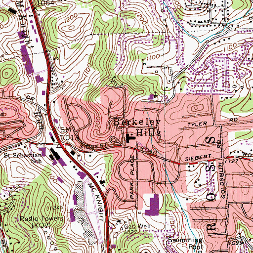 Topographic Map of Berkeley Hills, PA