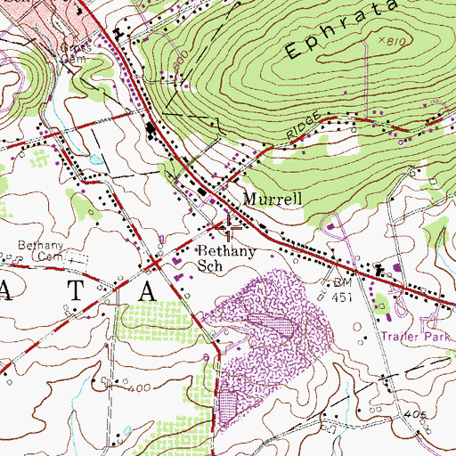 Topographic Map of Bethany School, PA