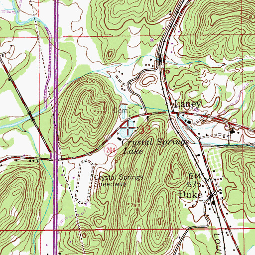 Topographic Map of Crystal Springs Lake, AL