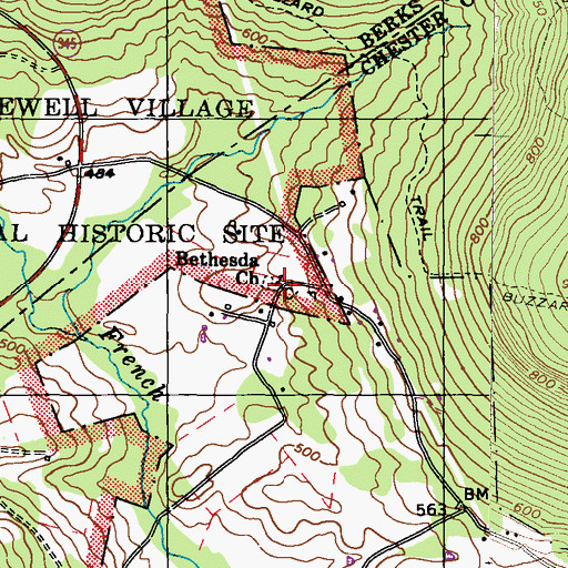 Topographic Map of Bethesda Church, PA