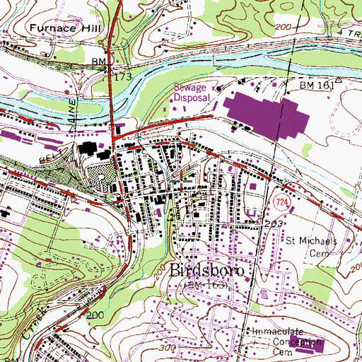 Topographic Map of Birdsboro, PA