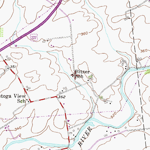 Topographic Map of Bitzer School, PA