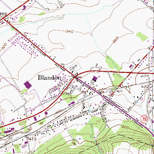 Topographic Map of Blandon, PA
