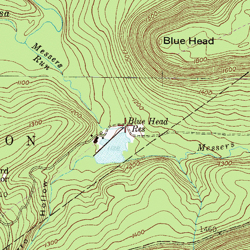 Topographic Map of Blue Head Reservoir, PA